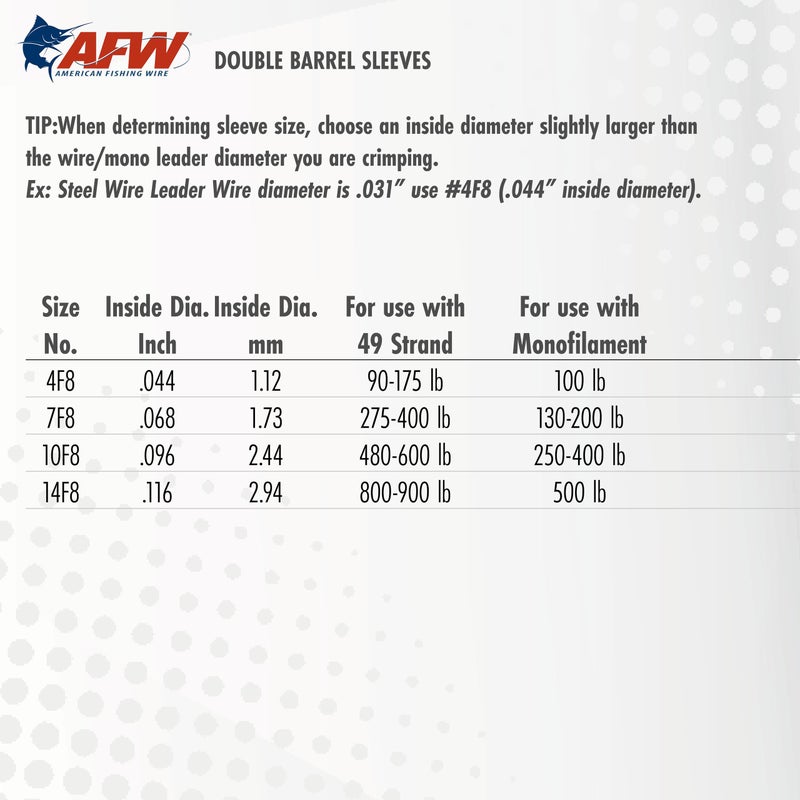 AFW American Fishing Wire Double Barrel Crimp Sleeves, Size #7F8/.068", Black, 100 pc - Image 5